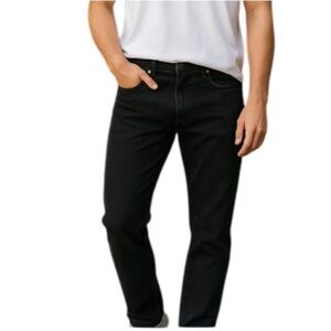 POINT ZERO Gold Mens Modern Fit Jeans Black Denim Ankle Zip Straight Leg Size 42
